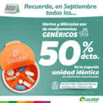 Promo Locatel Martes y Miércoles de Medicamentos: Medicamentos genéricos con el 50% de descuento