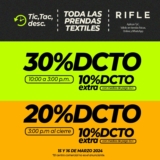 Rifle Descuentos Tic Tac: hasta 30% de descuento + 10% adicional el 15 y 16 de marzo